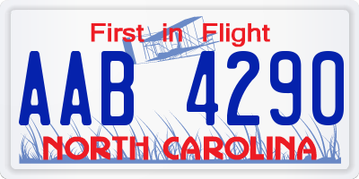 NC license plate AAB4290