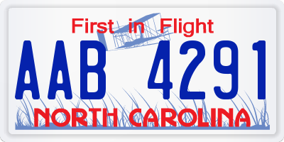 NC license plate AAB4291