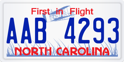 NC license plate AAB4293