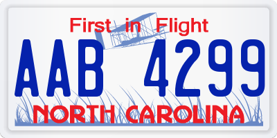 NC license plate AAB4299