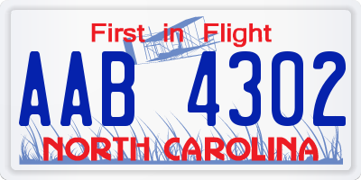 NC license plate AAB4302