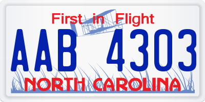 NC license plate AAB4303