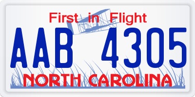 NC license plate AAB4305