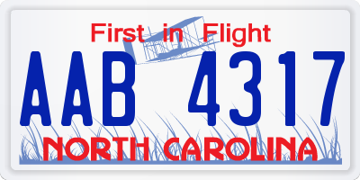 NC license plate AAB4317