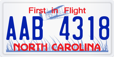 NC license plate AAB4318