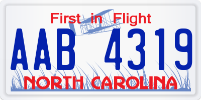 NC license plate AAB4319