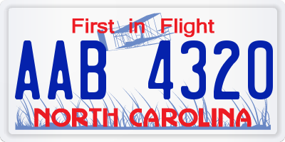 NC license plate AAB4320