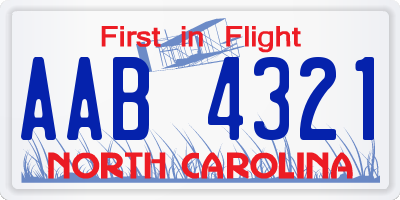 NC license plate AAB4321