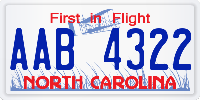 NC license plate AAB4322