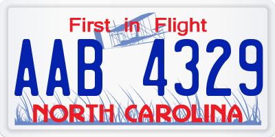 NC license plate AAB4329