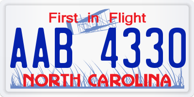 NC license plate AAB4330