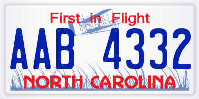 NC license plate AAB4332