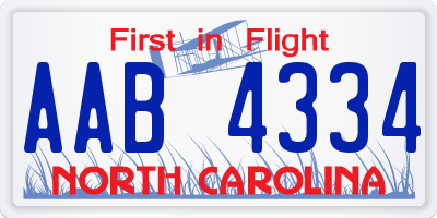 NC license plate AAB4334
