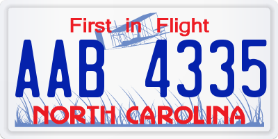 NC license plate AAB4335