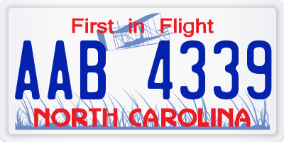 NC license plate AAB4339