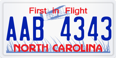 NC license plate AAB4343