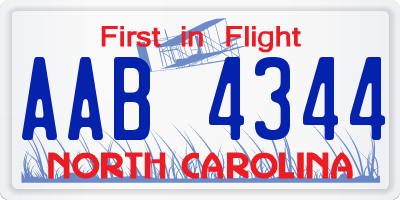 NC license plate AAB4344