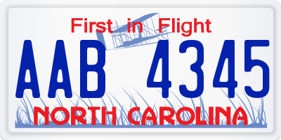 NC license plate AAB4345