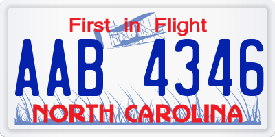 NC license plate AAB4346