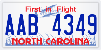 NC license plate AAB4349