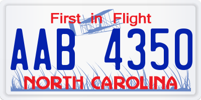 NC license plate AAB4350