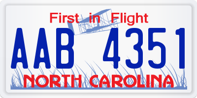 NC license plate AAB4351