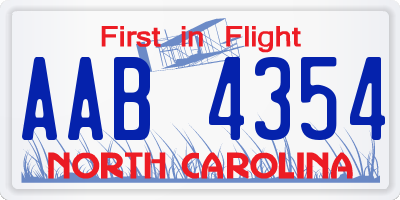 NC license plate AAB4354