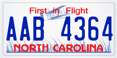 NC license plate AAB4364