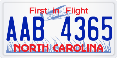 NC license plate AAB4365