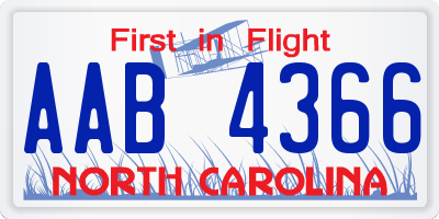 NC license plate AAB4366
