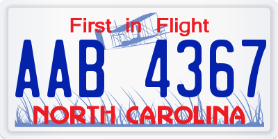 NC license plate AAB4367