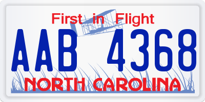 NC license plate AAB4368