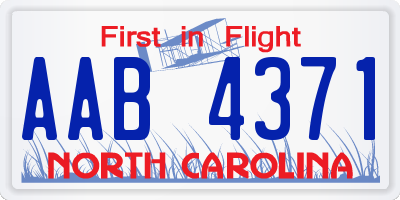 NC license plate AAB4371