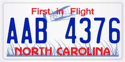 NC license plate AAB4376