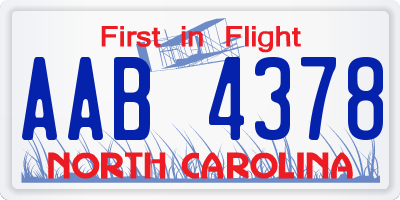 NC license plate AAB4378