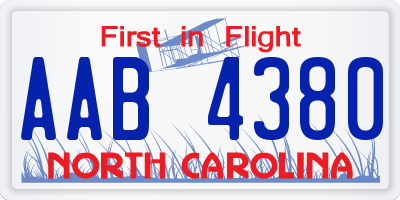 NC license plate AAB4380