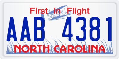 NC license plate AAB4381