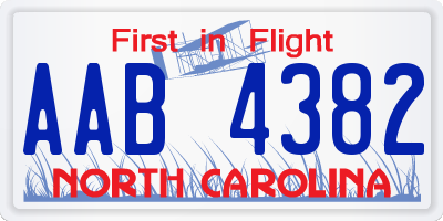 NC license plate AAB4382