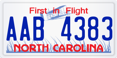 NC license plate AAB4383