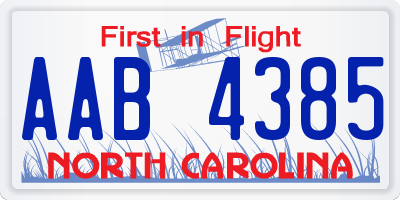 NC license plate AAB4385