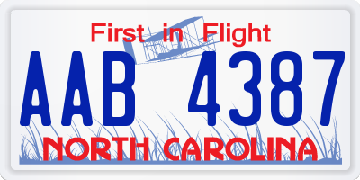 NC license plate AAB4387