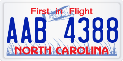 NC license plate AAB4388