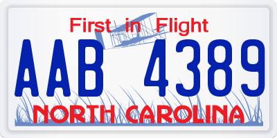 NC license plate AAB4389