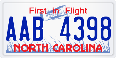 NC license plate AAB4398