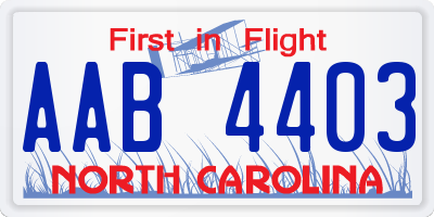NC license plate AAB4403