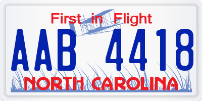 NC license plate AAB4418