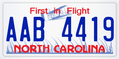 NC license plate AAB4419