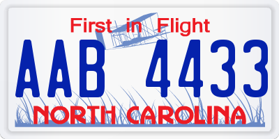 NC license plate AAB4433