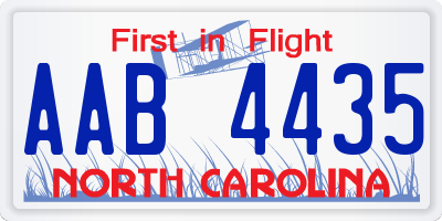 NC license plate AAB4435