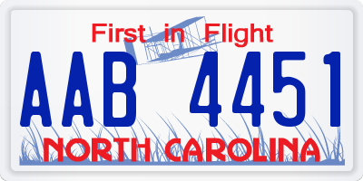 NC license plate AAB4451